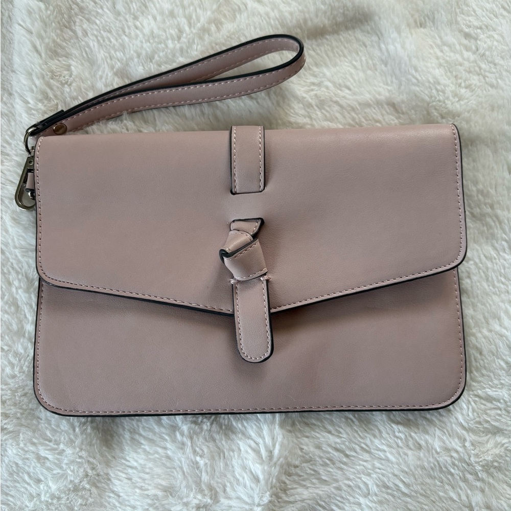 Blush Pink Wristlet Clutch Wallet with Strap – Minimalist Envelope Style